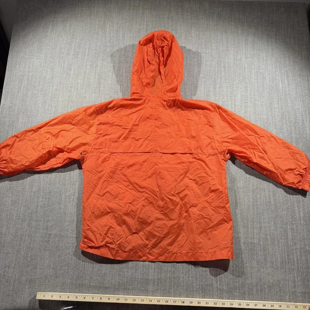 Vintage Old Navy‎ Rain Jacket Youth 8 Orange Hooded Nylon Anorak Pullover Y2K